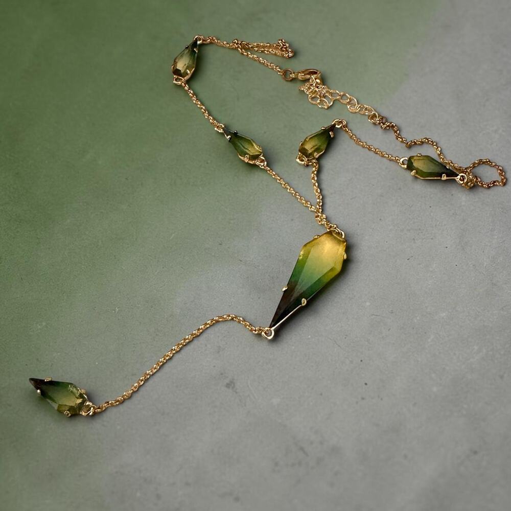 Park Lane Merlin Ombre Faceted Lucite Y Necklace NWOT